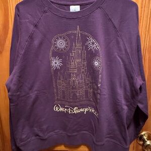Disney World purple gold castle crewneck neck size Large
